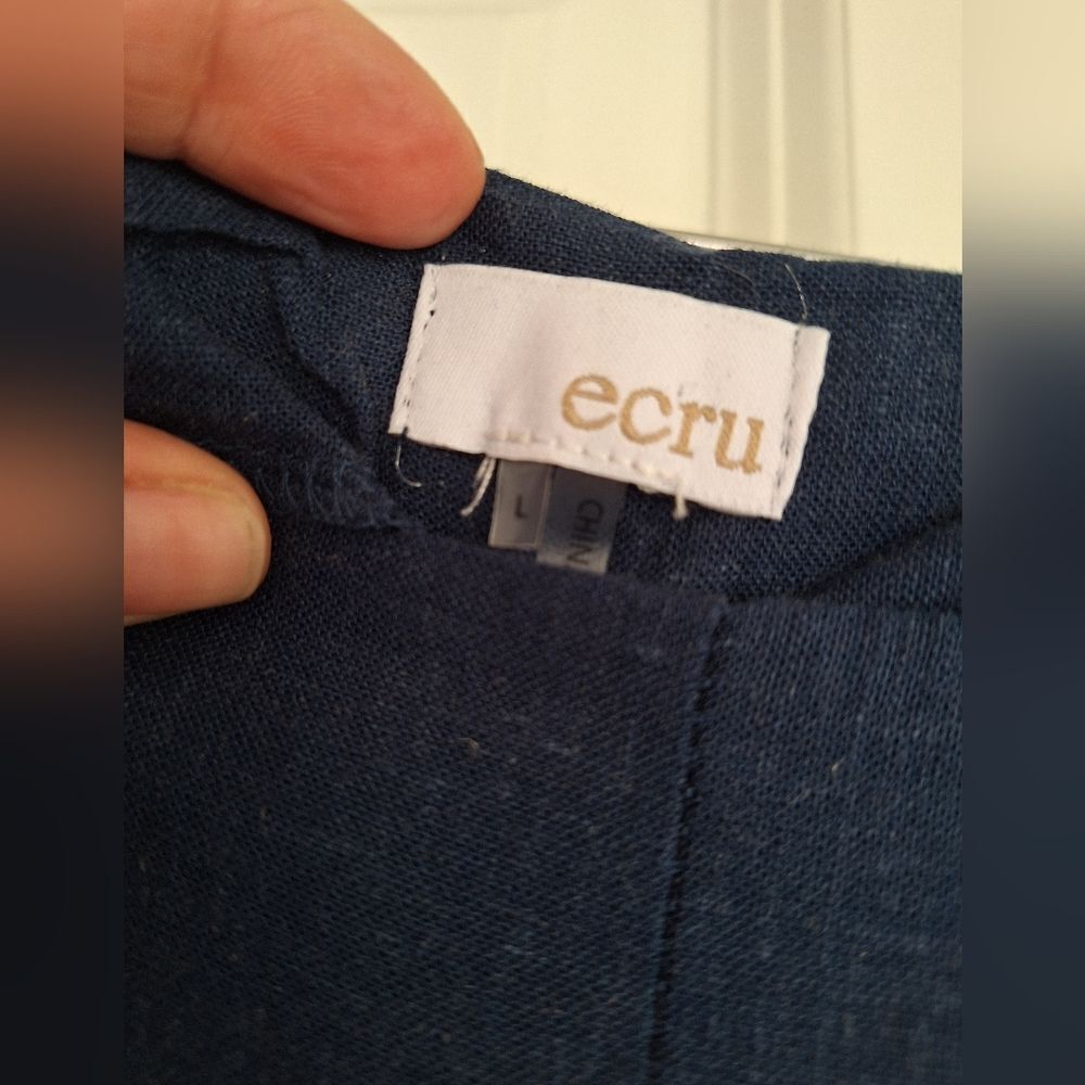 Ecru blue‎ rayon linen pants suze L